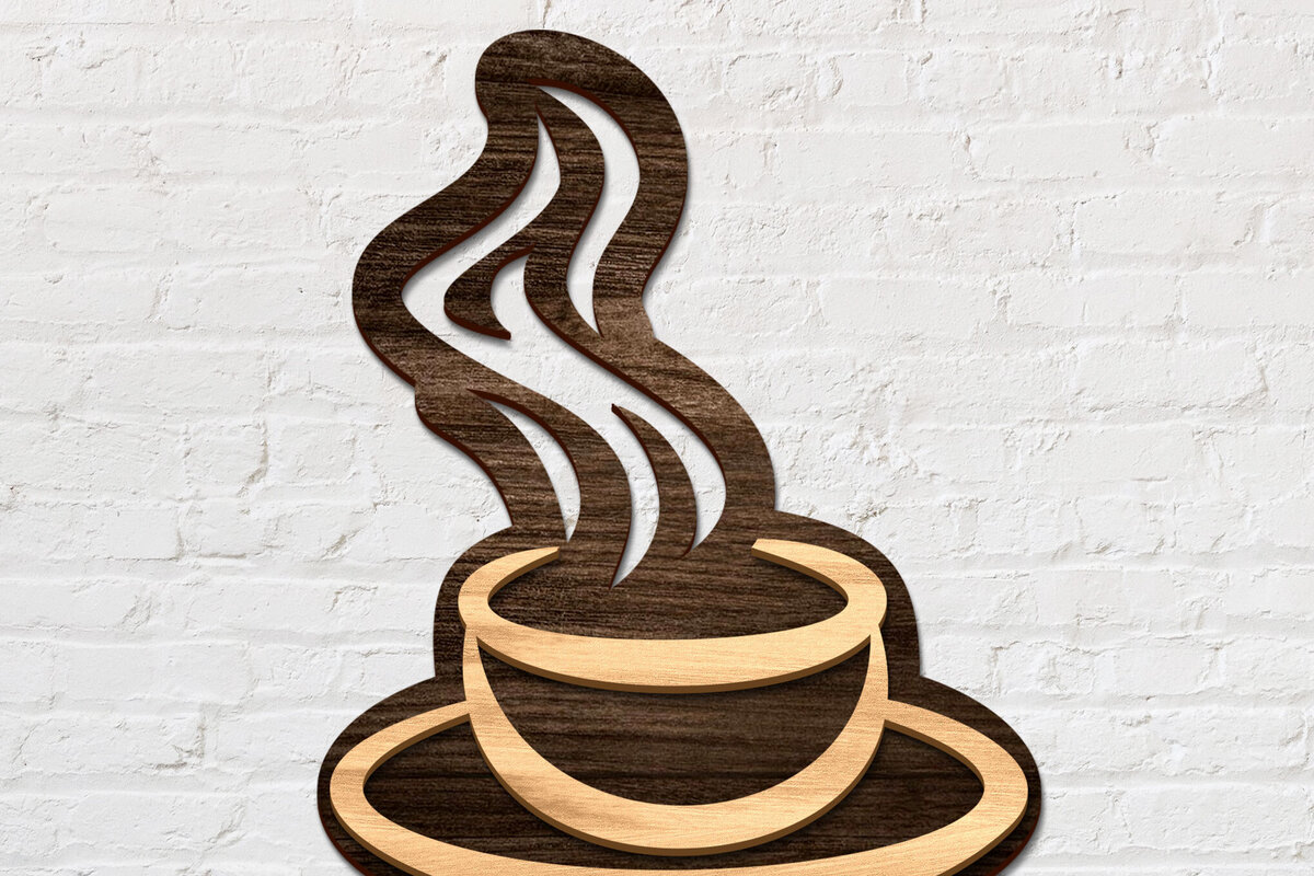 Intra απο ξύλο plywood  Χρώμα wenge 3mm-4mm πάχος - Coffee Sign Decor LaserCut Δίασταση 30x20 cm INTRAFABR-118044415