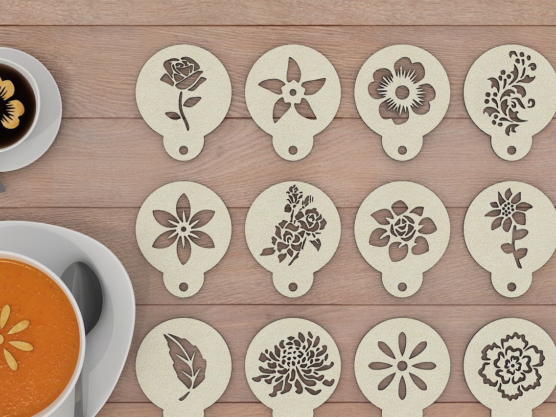 Intra απο ξύλο plywood  Χρώμα wenge 3mm-4mm πάχος - Στένσιλ καφέ / Κοψίματα στένσιλ Latte Art Δίασταση 30x20 cm INTRAFABR-22298502