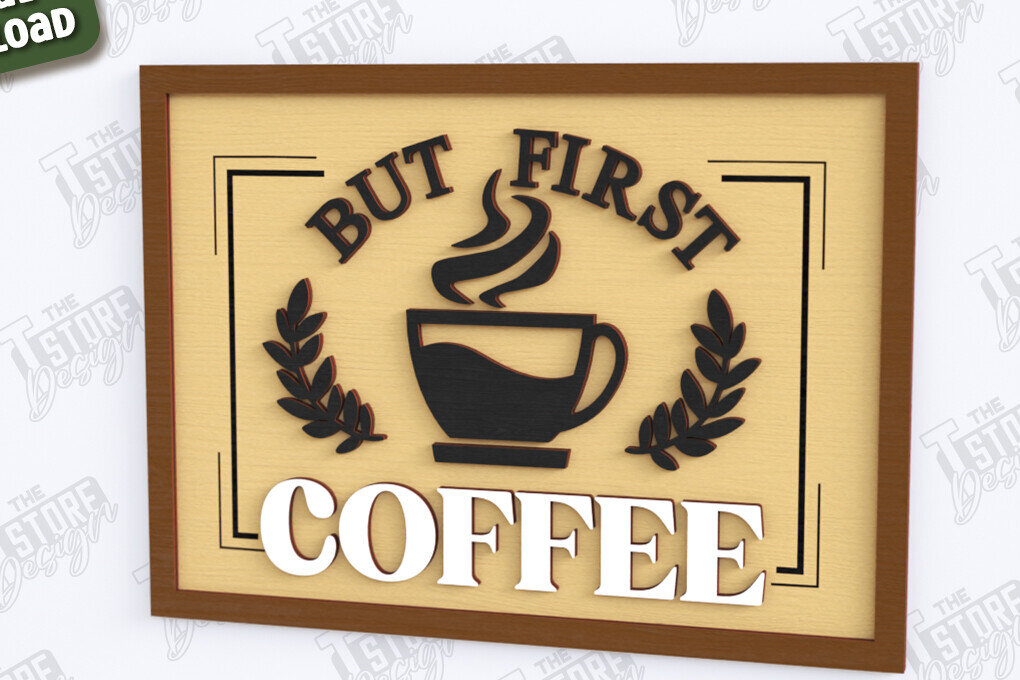Intra απο ξύλο plywood  Χρώμα wenge 3mm-4mm πάχος - Coffee Wall Sign |Coffee House Δίασταση 30x20 cm INTRAFABR-115870486