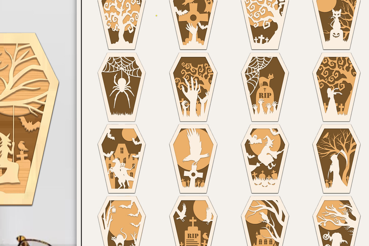 Σετ των 2 Intra απο ξύλο plywood  Χρώμα wenge 3mm-4mm πάχος - Δέσμη στολίδι για αποκριάτικο φέρετρο Δίασταση 6x6 cm INTRAFABR-116007450