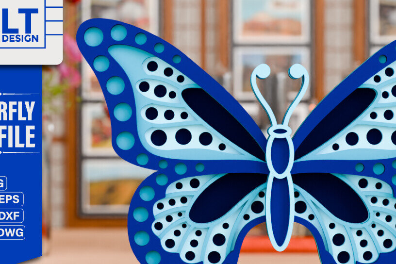 Σετ των 2 Intra απο ξύλο plywood  Χρώμα wenge 3mm-4mm πάχος - Πολύχρωμο Σχέδιο Χειροτεχνίας Πεταλούδας Δίασταση 4x4 cm INTRAFABR-88507698