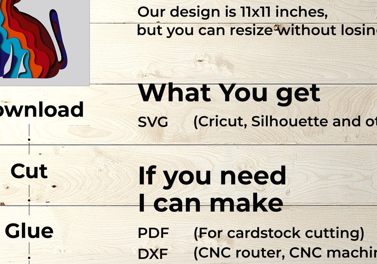 Intra απο ξύλο plywood  Χρώμα wenge 3mm-4mm πάχος - Colorful Layered Cat , Shadow Box Δίασταση 25x25 cm INTRAFABR-118337423