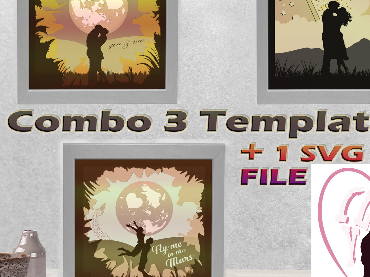 Intra απο ξύλο plywood  Χρώμα wenge 3mm-4mm πάχος - Combo Couples 3 Light Box Templates Δίασταση 18x18 cm INTRAFABR-62539092