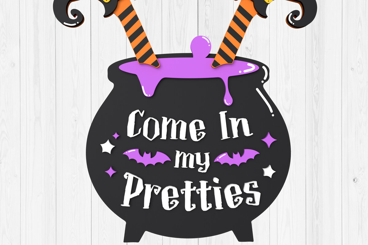 Intra απο ξύλο plywood  Χρώμα wenge 3mm-4mm πάχος - Come in My Pretties, Halloween Sign Δίασταση 15x15 cm INTRAFABR-62943005