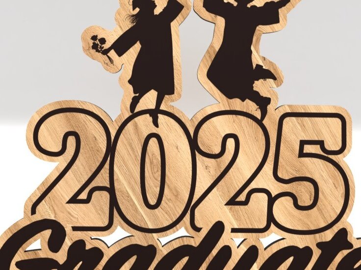 Σετ των 2 Intra απο ξύλο plywood  Χρώμα wenge 3mm-4mm πάχος - Συγχαρητήρια Graduate Tabletop 2025 Δίασταση 7x8 cm INTRAFABR-89114444