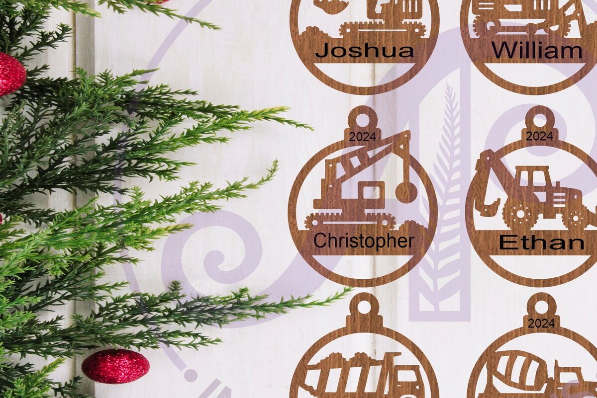 Σετ των 2 Intra απο ξύλο plywood  Χρώμα wenge 3mm-4mm πάχος - Χριστουγεννιάτικο στολίδι οχημάτων κατασκευής Δίασταση 6x6 cm INTRAFABR-102550219