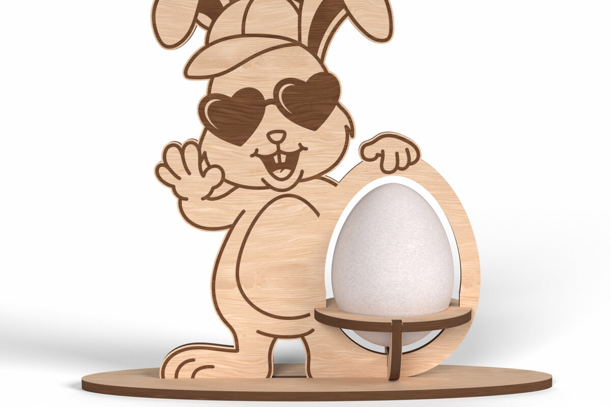 Σετ των 2 Intra απο ξύλο plywood  Χρώμα wenge 3mm-4mm πάχος - Cool Bunny Πασχαλινή Αυγοθήκη Δίασταση 6x6 cm INTRAFABR-111384383