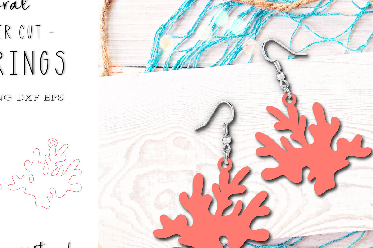 Intra απο ξύλο plywood  Χρώμα wenge 3mm-4mm πάχος - κοπής με λέιζερ Coral Summer Earrings Δίασταση 900x900 cm INTRAFABR-18309806