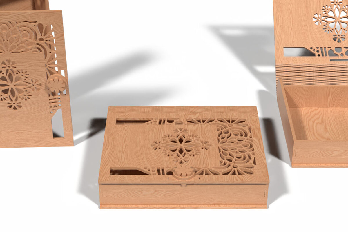 Intra απο ξύλο plywood  Χρώμα wenge 3mm-4mm πάχος - Γωνιακό λουλουδάτο μοτίβο Box Δίασταση 30x30 cm INTRAFABR-104827017