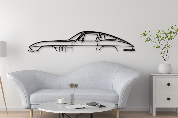 Intra απο ξύλο plywood  Χρώμα wenge 3mm-4mm πάχος - Corvette C2 Car Silhouette Δίασταση 20x20 cm INTRAFABR-125336344