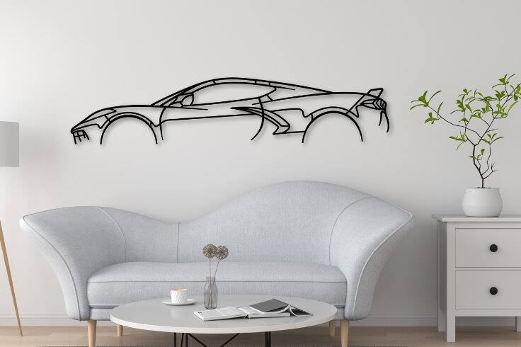 Intra απο ξύλο plywood  Χρώμα wenge 3mm-4mm πάχος - Corvette C8 Car Wall Art Δίασταση 40x50 cm INTRAFABR-111372607