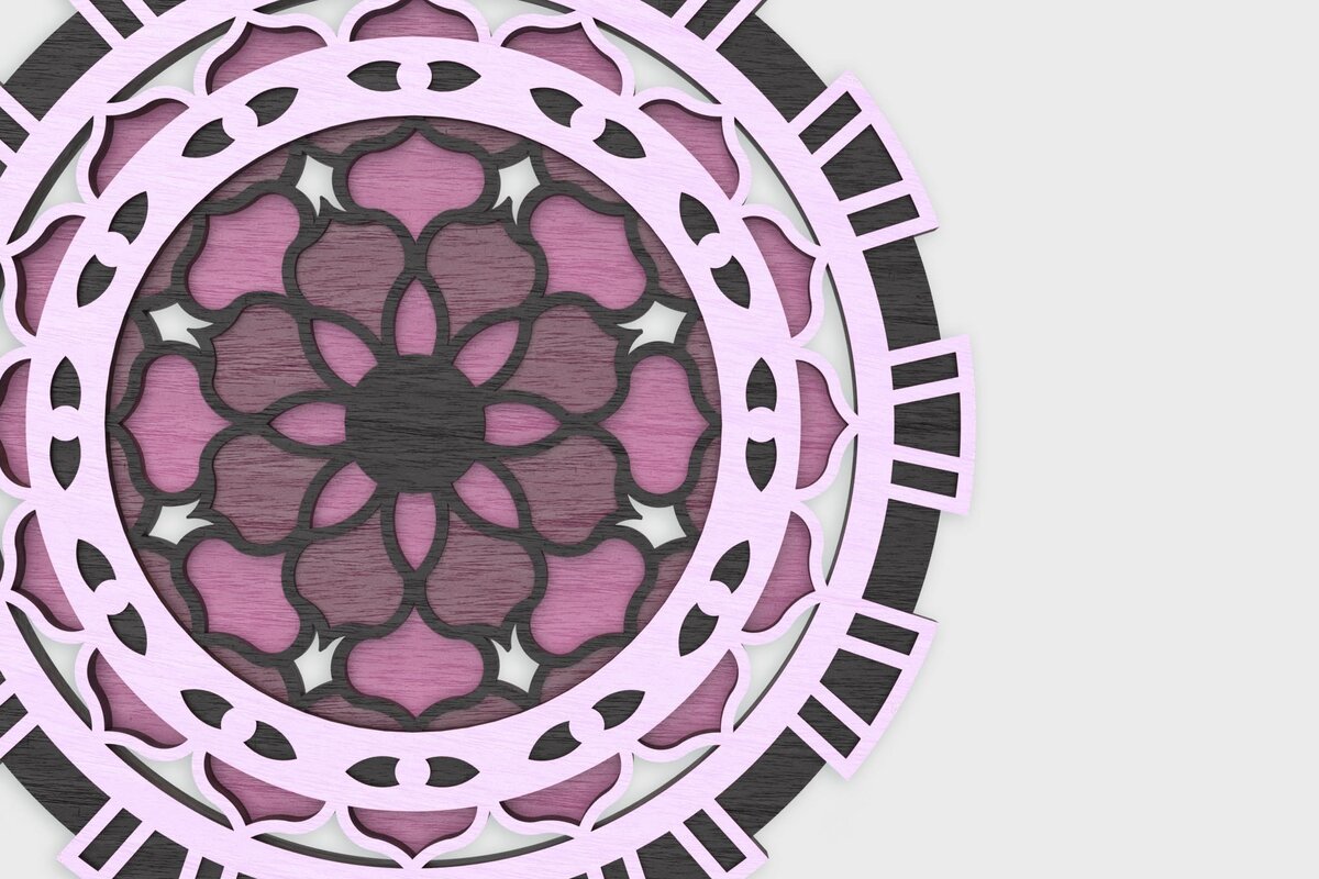 Intra απο ξύλο plywood  Χρώμα wenge 3mm-4mm πάχος - Cosmos Flower Mandala Δίασταση 30x30 cm INTRAFABR-123889330