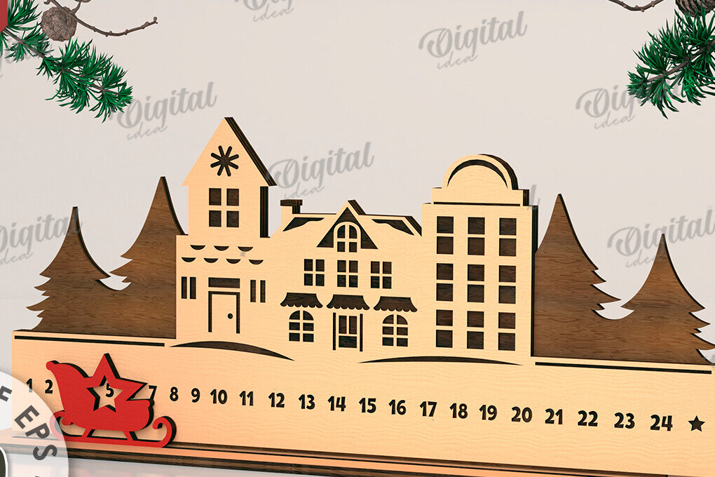 Intra απο ξύλο plywood  Χρώμα wenge 3mm-4mm πάχος - Countdown Advent Calendar Δίασταση 30x20 cm INTRAFABR-117432019