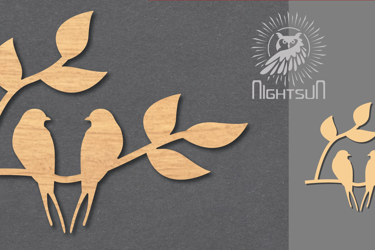 Intra απο ξύλο plywood  Χρώμα wenge 3mm-4mm πάχος - Διακόσμηση Couple Bird 2 Δίασταση 20x20 cm INTRAFABR-29626208