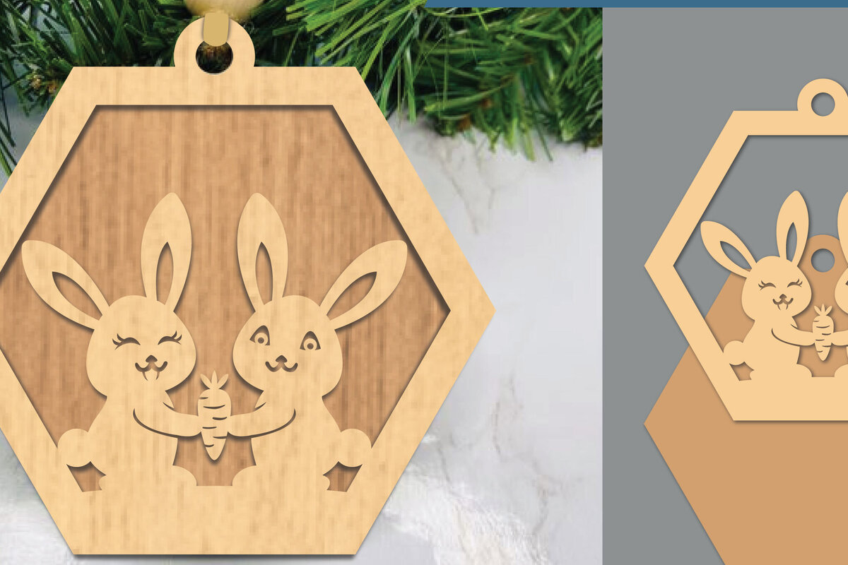 Σετ των 2 Intra απο ξύλο plywood  Χρώμα wenge 3mm-4mm πάχος - Στολίδι με κομμένο λέιζερ Ζευγάρι Δίασταση 6x6 cm INTRAFABR-28309070