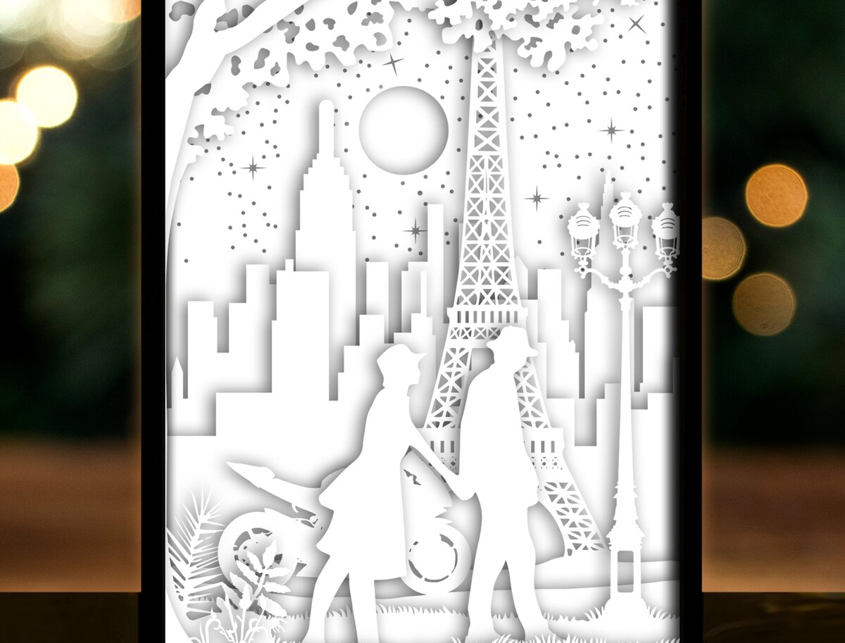 Intra απο ξύλο plywood  Χρώμα wenge 3mm-4mm πάχος - Ζευγάρι σε κιβώτιο χάρτινο κομμένο φως του Παρισιού Δίασταση 20x20 cm INTRAFABR-112067558