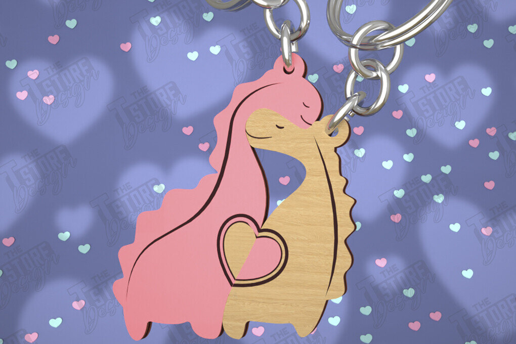 Σετ των 2 Intra απο ξύλο plywood  Χρώμα wenge 3mm-4mm πάχος - Μπρελόκ Ζευγαριού | Δώρο του Αγίου Βαλεντίνου Δίασταση 4x4 cm INTRAFABR-63882374