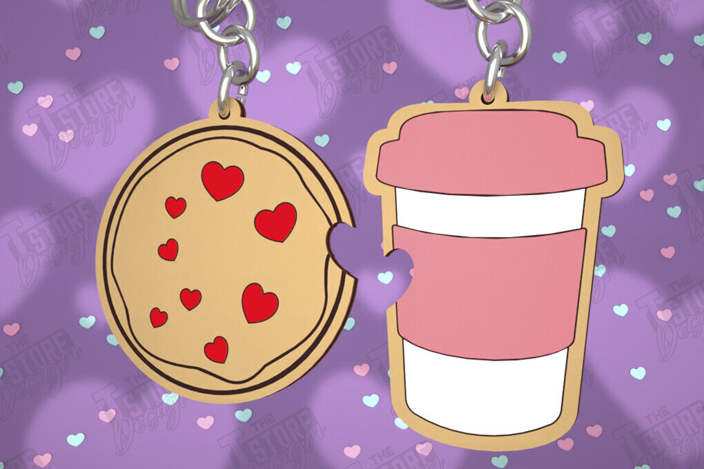 Σετ των 2 Intra απο ξύλο plywood  Χρώμα wenge 3mm-4mm πάχος - Μπρελόκ Ζευγαριού | Δώρο του Αγίου Βαλεντίνου Δίασταση 4x4 cm INTRAFABR-59418556