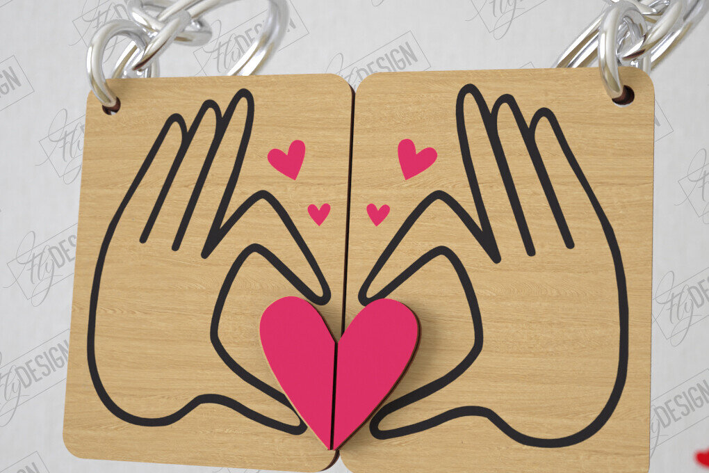 Σετ των 2 Intra απο ξύλο plywood  Χρώμα wenge 3mm-4mm πάχος - Μπρελόκ Ζευγαριού | Δώρο του Αγίου Βαλεντίνου Δίασταση 4x4 cm INTRAFABR-29236566