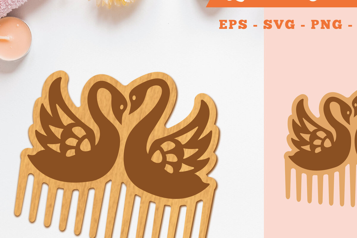 Intra απο ξύλο plywood  Χρώμα wenge 3mm-4mm πάχος - Couple Swan Comb Δίασταση 20x20 cm INTRAFABR-60281774