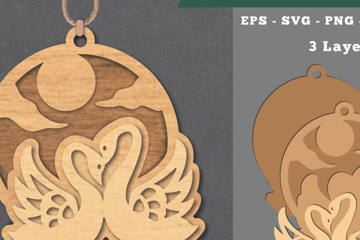 Σετ των 2 Intra απο ξύλο plywood  Χρώμα wenge 3mm-4mm πάχος - Στολίδι κοπής με λέιζερ ζευγαριού Δίασταση 6x6 cm INTRAFABR-60281719