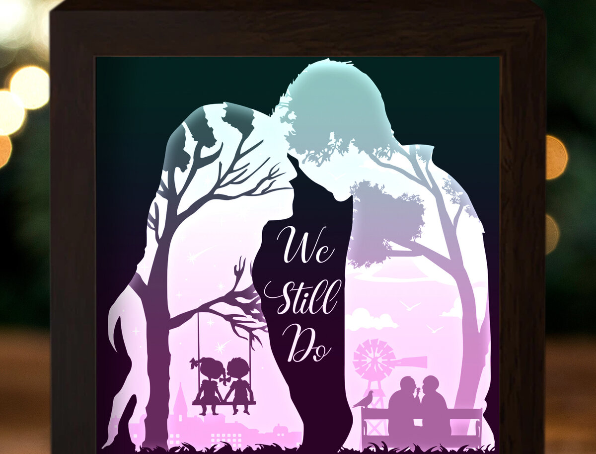 Intra απο ξύλο plywood  Χρώμα wenge 3mm-4mm πάχος - Κουτί φωτός για ζευγάρια για την ημέρα του Αγίου Βαλεντίνου Δίασταση 20x20 cm INTRAFABR-56172926