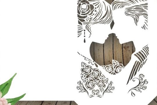 Intra απο ξύλο plywood  Χρώμα wenge 3mm-4mm πάχος - Κάρτα Προσκλητήρια Φάκελος Γάμου Ζευγάρι Δίασταση 20x20 cm INTRAFABR-120040588