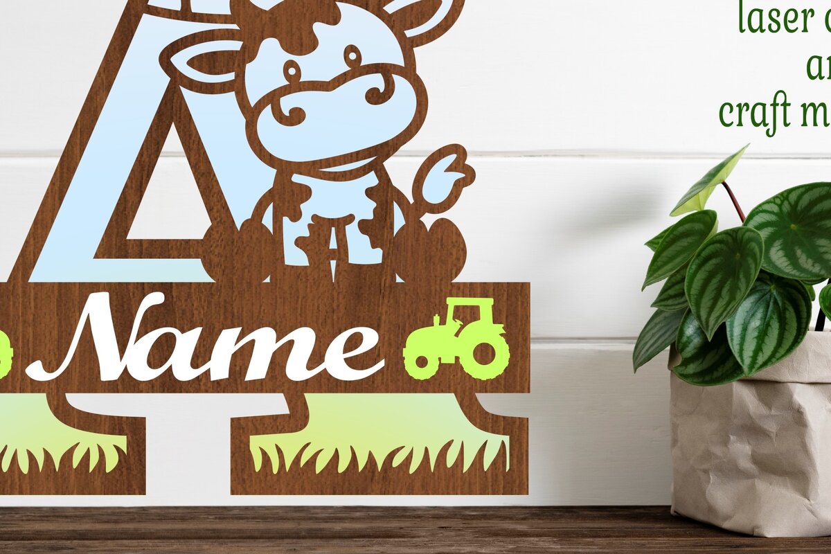 Intra απο ξύλο plywood  Χρώμα wenge 3mm-4mm πάχος - Μονόγραμμα με κεφαλαία αγελάδας Επιστολή Cut Δίασταση 30x20 cm INTRAFABR-56039664