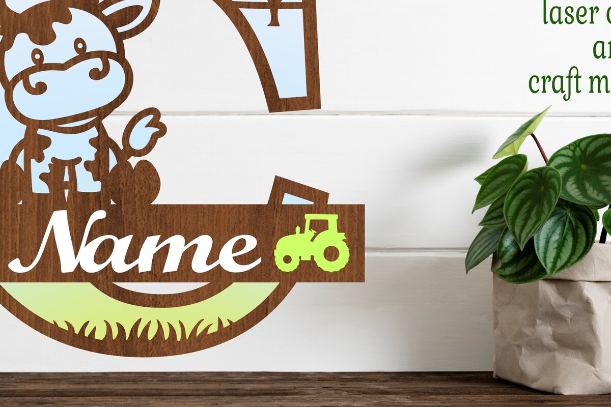 Intra απο ξύλο plywood  Χρώμα wenge 3mm-4mm πάχος - Μονόγραμμα κεφαλαίων αγελάδας Γράμμα C Αποκοπή Δίασταση 30x20 cm INTRAFABR-56039696