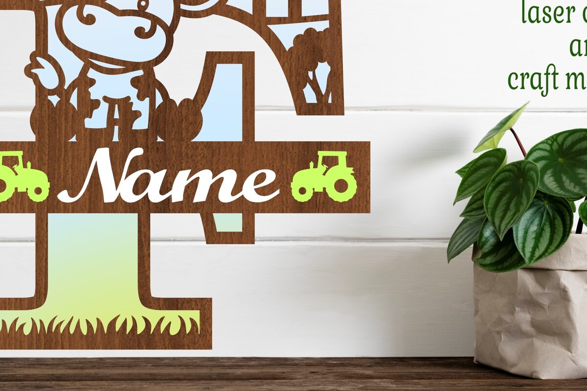 Intra απο ξύλο plywood  Χρώμα wenge 3mm-4mm πάχος - Μονόγραμμα κεφαλαίων αγελάδας Γράμμα F Αποκοπή Δίασταση 30x20 cm INTRAFABR-56039630