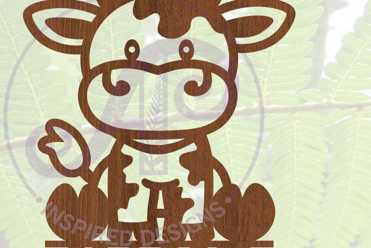 Intra απο ξύλο plywood  Χρώμα wenge 3mm-4mm πάχος - Πινακίδα ονόματος αγελάδας Cut File Theme Farm Δίασταση 30x20 cm INTRAFABR-107994451