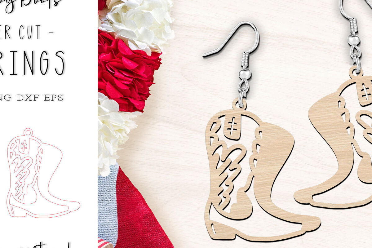 Intra απο ξύλο plywood  Χρώμα wenge 3mm-4mm πάχος - κοπής με λέιζερ σκουλαρίκια Cowboy Boots Δίασταση 900x900 cm INTRAFABR-74439134