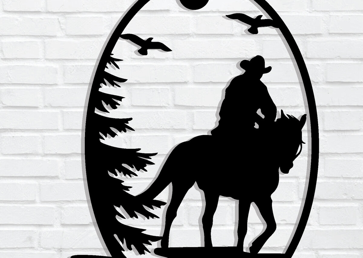 Intra απο ξύλο plywood  Χρώμα wenge 3mm-4mm πάχος - με λέιζερ Cowboy Metal Wall Art Δίασταση 40x50 cm INTRAFABR-64504806