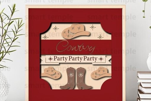Intra απο ξύλο plywood  Χρώμα wenge 3mm-4mm πάχος - Cowboy Party3d Light Box, Cowboy Party Δίασταση 20x20 cm INTRAFABR-98641465