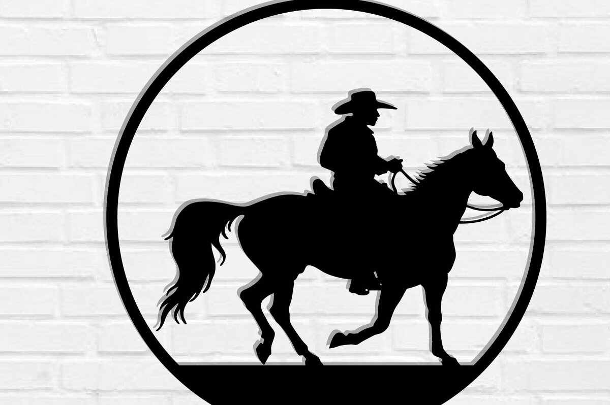 Intra απο ξύλο plywood  Χρώμα wenge 3mm-4mm πάχος - Cowgirl Horse Metal Sign, DXF Δίασταση 40x50 cm INTRAFABR-123360289