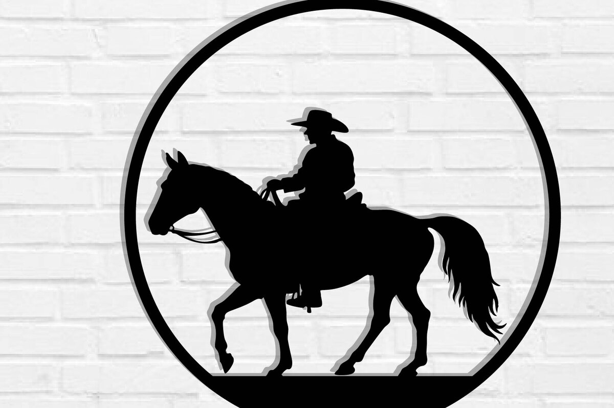 Intra απο ξύλο plywood  Χρώμα wenge 3mm-4mm πάχος - Cowgirl Horse Metal Sign, DXF Δίασταση 40x50 cm INTRAFABR-123041774