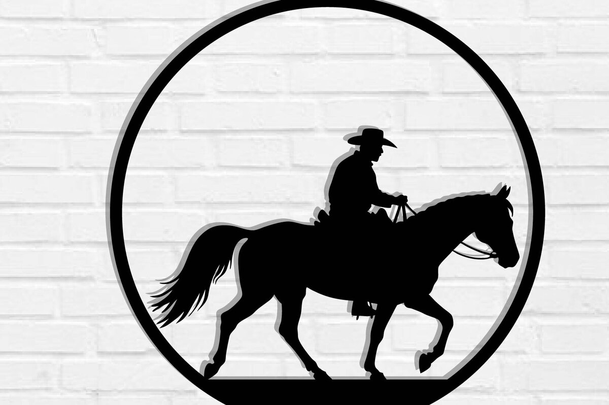 Intra απο ξύλο plywood  Χρώμα wenge 3mm-4mm πάχος - Cowgirl Horse Metal Sign, DXF Δίασταση 40x50 cm INTRAFABR-123041807