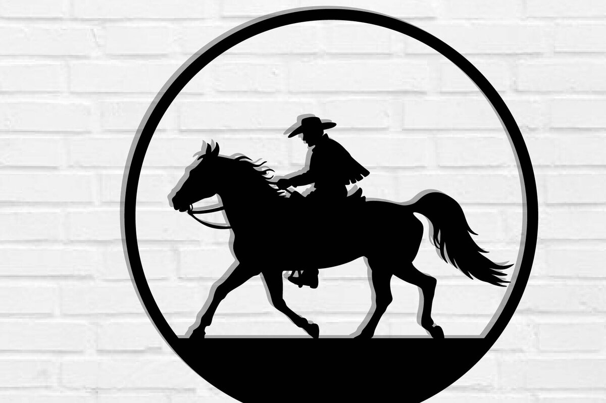 Intra απο ξύλο plywood  Χρώμα wenge 3mm-4mm πάχος - Cowgirl Horse Metal Sign, DXF Δίασταση 40x50 cm INTRAFABR-123041811