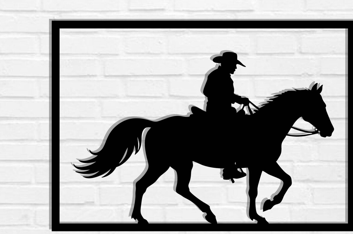 Intra απο ξύλο plywood  Χρώμα wenge 3mm-4mm πάχος - Cowgirl Horse Metal Art Wall Art Δίασταση 40x50 cm INTRAFABR-85476429