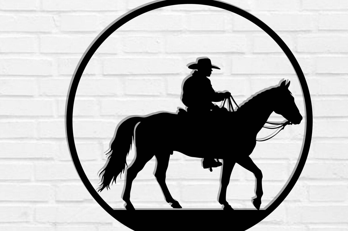 Intra απο ξύλο plywood  Χρώμα wenge 3mm-4mm πάχος - Cowgirl Horse Metal Art Wall Art Δίασταση 40x50 cm INTRAFABR-85476606