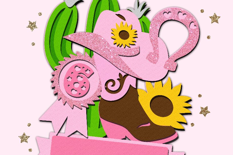 Intra απο ξύλο plywood  Χρώμα wenge 3mm-4mm πάχος - Cowgirl Rodeo Cake Topper Δίασταση 20x20 cm INTRAFABR-99708687