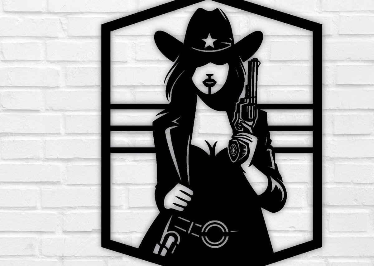 Intra απο ξύλο plywood  Χρώμα wenge 3mm-4mm πάχος - Cowgirl Art Decor τοίχου με λέιζερ Cut Dxf Δίασταση 40x50 cm INTRAFABR-99708750