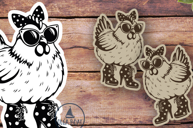 Σετ των 3 Intra απο ξύλο plywood  Χρώμα wenge 3mm-4mm πάχος - Crazy Chicken Earrings | Glowforge Laser Δίασταση 3x3 cm INTRAFABR-111323794