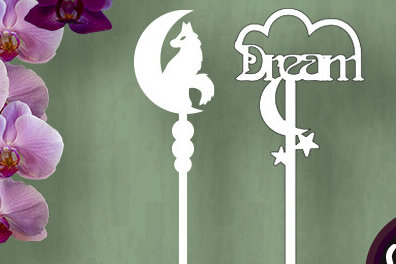 Intra απο ξύλο plywood  Χρώμα wenge 3mm-4mm πάχος - Ημισέληνος λύκος και όνειρο Δίασταση 30x20 cm INTRAFABR-26016405