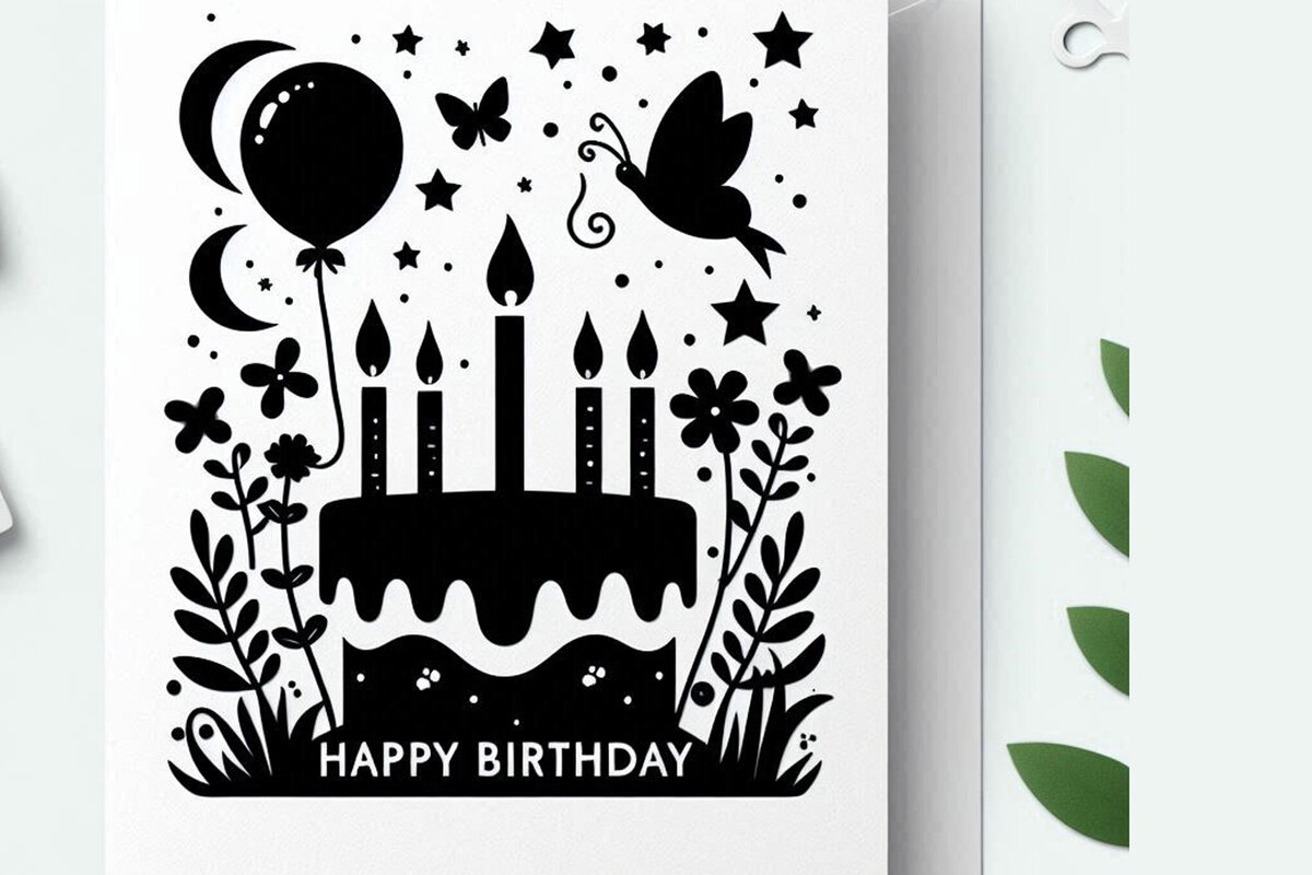 Intra απο ξύλο plywood  Χρώμα wenge 3mm-4mm πάχος - Κάρτα γενεθλίων Cricut Paper Cut Δίασταση 20x20 cm INTRAFABR-117807661