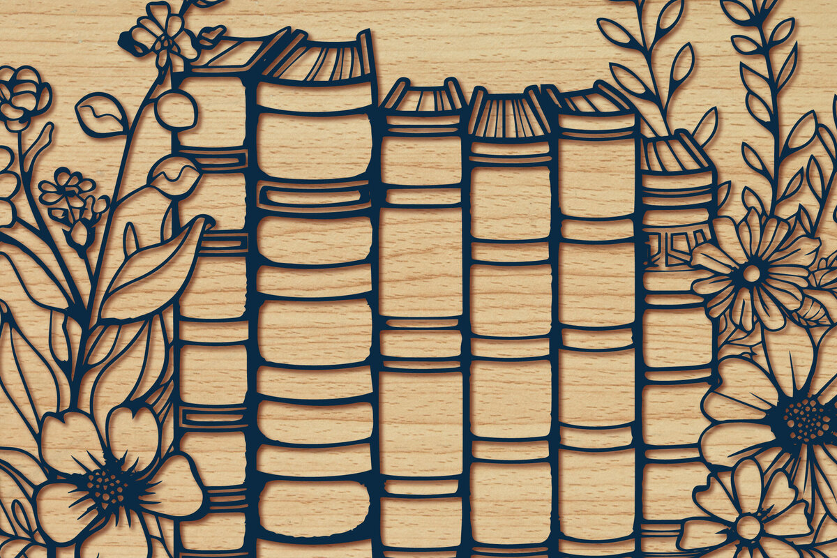 Σετ των 2 Intra απο ξύλο plywood  Χρώμα wenge 3mm-4mm πάχος - Σετ βιβλίου Cricut με λουλούδια Δίασταση 4x4 cm INTRAFABR-113839246