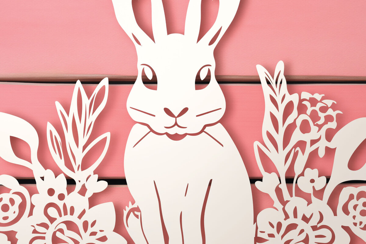 Σετ των 2 Intra απο ξύλο plywood  Χρώμα wenge 3mm-4mm πάχος - Cricut Bunny/Rabbit Papercut Δίασταση 4x4 cm INTRAFABR-113314578