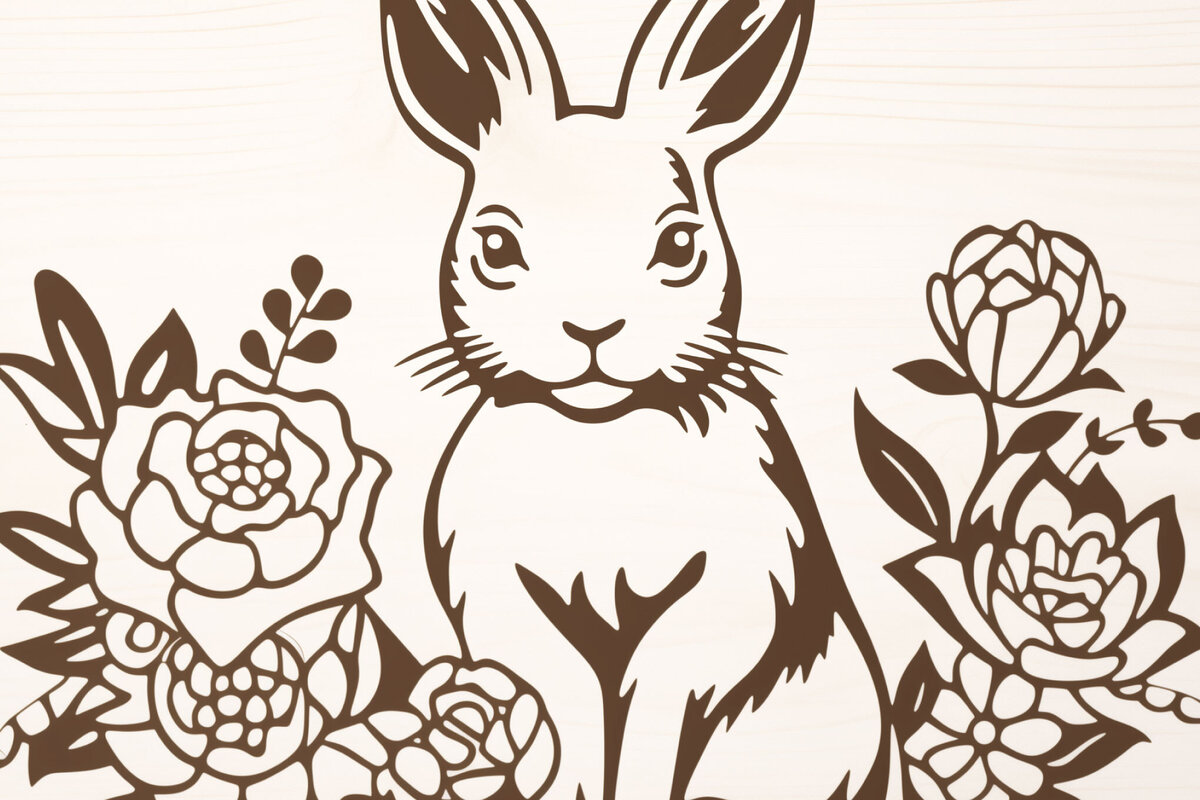 Σετ των 2 Intra απο ξύλο plywood  Χρώμα wenge 3mm-4mm πάχος - Cricut Bunny/Rabbit Papercut Δίασταση 4x4 cm INTRAFABR-8369915
