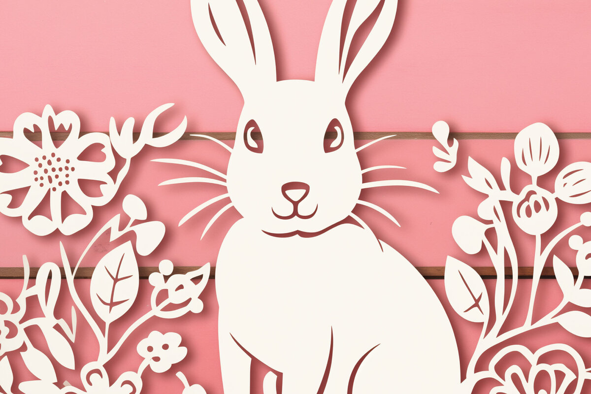Σετ των 2 Intra απο ξύλο plywood  Χρώμα wenge 3mm-4mm πάχος - Cricut Bunny/Rabbit Papercut Δίασταση 4x4 cm INTRAFABR-35658938