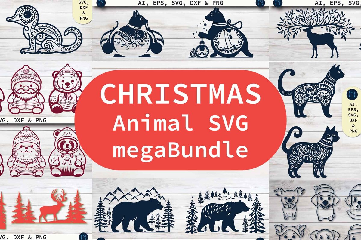 Σετ των 2 Intra απο ξύλο plywood  Χρώμα wenge 3mm-4mm πάχος - Πακέτο Cricut Χριστουγεννιάτικο Animal Δίασταση 4x4 cm INTRAFABR-110275183